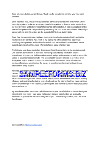 Sample High School President Speech docx pdf free