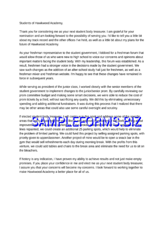 Sample High School Treasurer Speech docx pdf free
